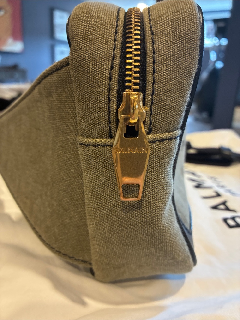 Balmain Olive Green B-Army Canvas Belt Bag - Picture 5 of 10